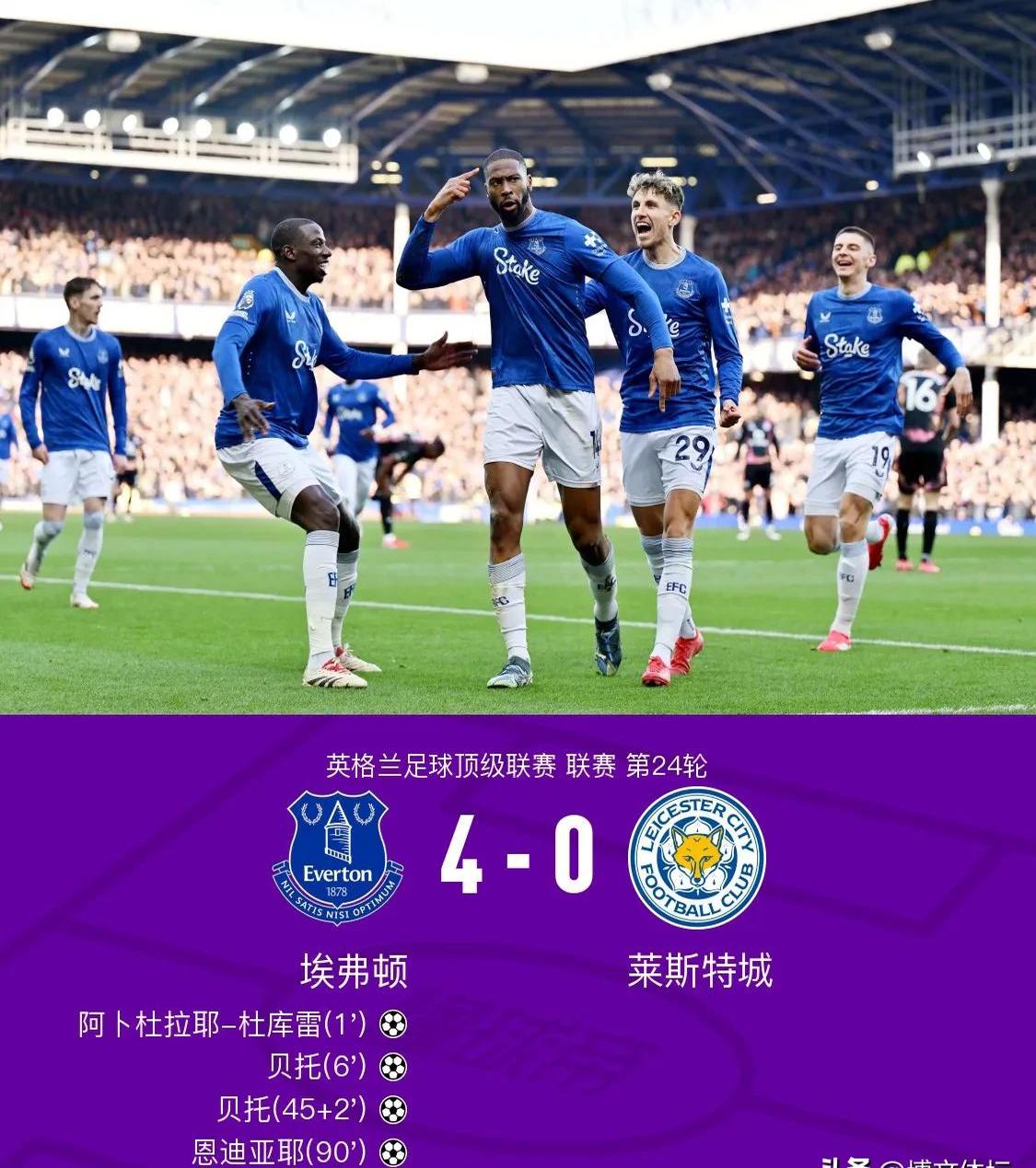包含埃弗顿主场输球，欧战席位或受威胁的词条